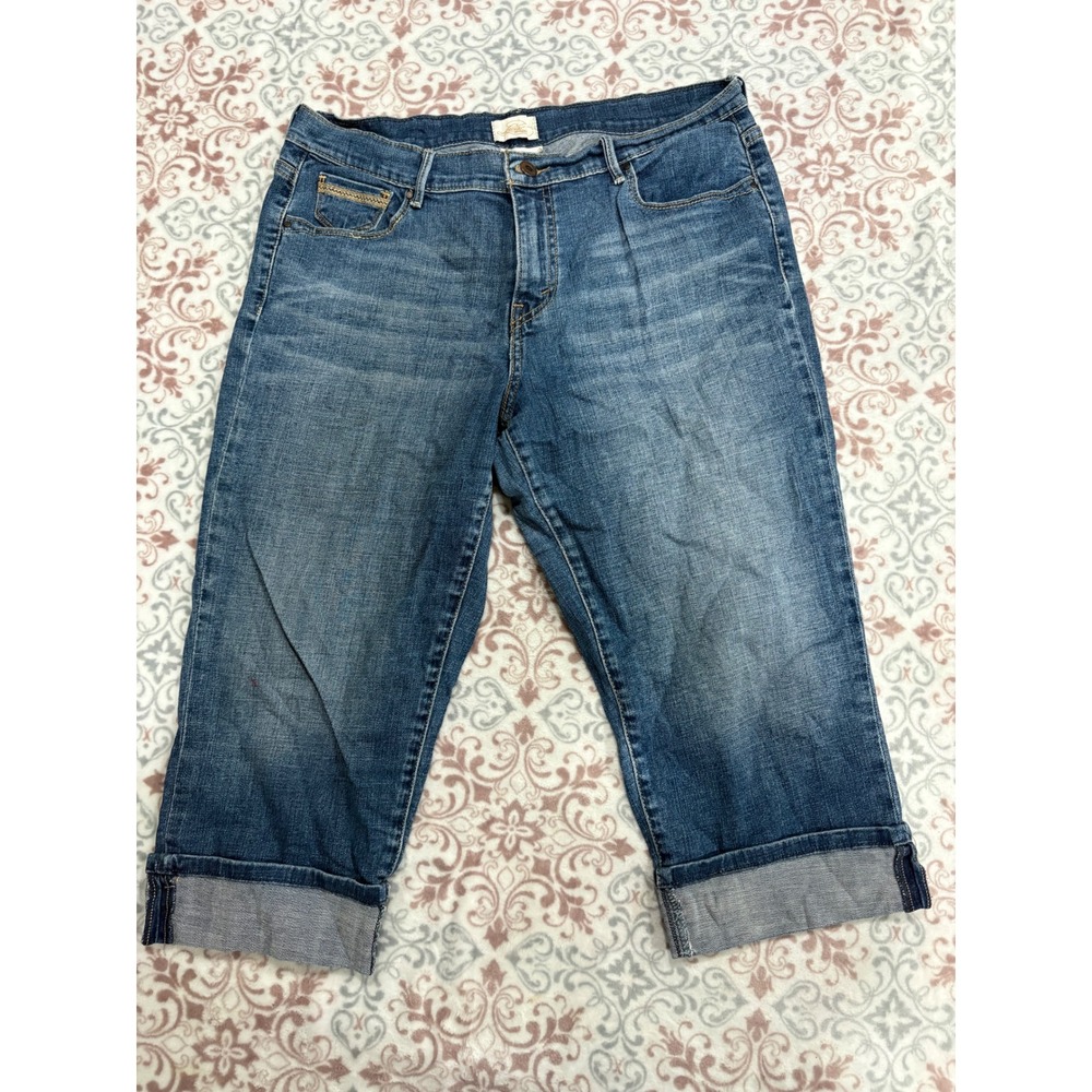 Levis 515 Capri Jeans Womens 14 Medium Wash Denim Mid Rise Cropped Cuffed Blue